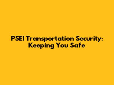 PSEI Transportation Security: Keeping You Safe