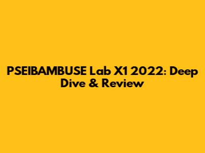 PSEIBAMBUSE Lab X1 2022: Deep Dive & Review