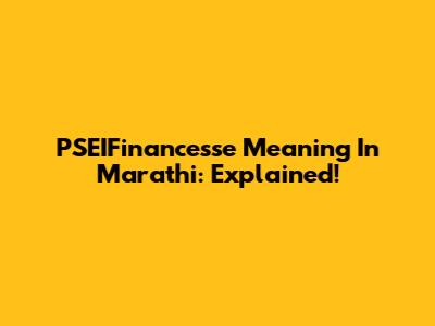 PSEIFinancesse Meaning In Marathi: Explained!
