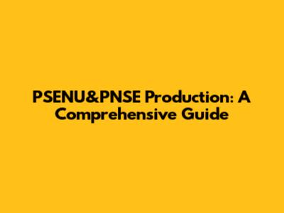 PSENU&PNSE Production: A Comprehensive Guide
