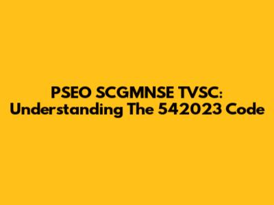 PSEO SCGMNSE TVSC: Understanding The 542023 Code