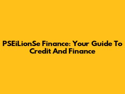 PSEiLionSe Finance: Your Guide To Credit And Finance