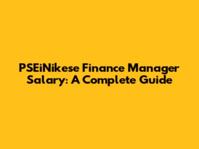 PSEiNikese Finance Manager Salary: A Complete Guide