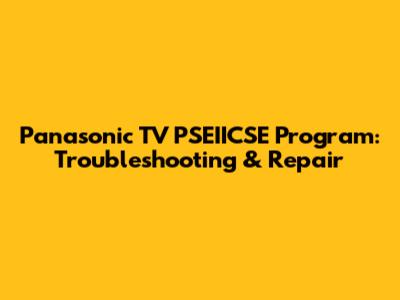 Panasonic TV PSEIICSE Program: Troubleshooting & Repair