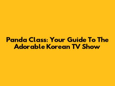 Panda Class: Your Guide To The Adorable Korean TV Show