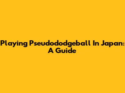 Playing Pseudododgeball In Japan: A Guide