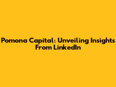 Pomona Capital: Unveiling Insights From LinkedIn