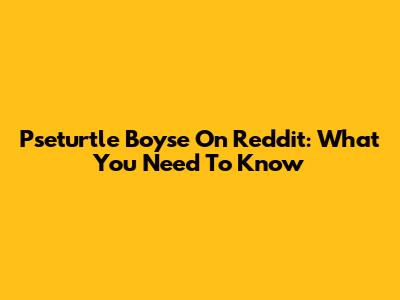 Pseturtle Boyse On Reddit: What You Need To Know