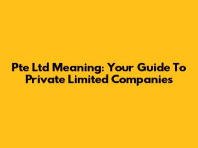 Pte Ltd Meaning: Your Guide To Private Limited Companies