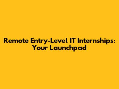 Remote Entry-Level IT Internships: Your Launchpad