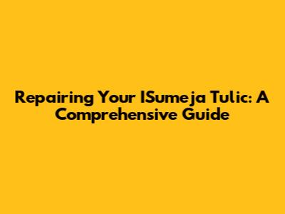 Repairing Your ISumeja Tulic: A Comprehensive Guide