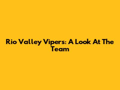 Rio Valley Vipers: A Look At The Team