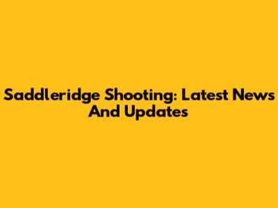 Saddleridge Shooting: Latest News And Updates