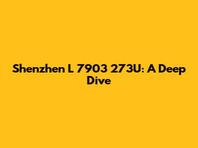 Shenzhen L 7903 273U: A Deep Dive