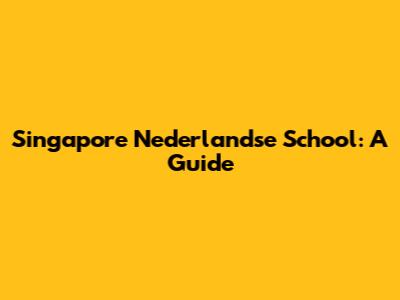 Singapore Nederlandse School: A Guide
