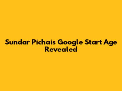 Sundar Pichai's Google Start Age Revealed