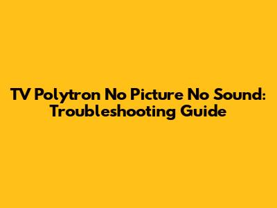 TV Polytron No Picture No Sound: Troubleshooting Guide