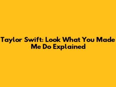 Taylor Swift: Look What You Made Me Do Explained