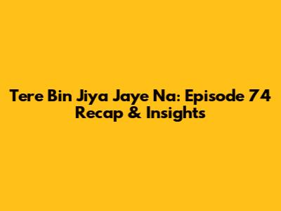 Tere Bin Jiya Jaye Na: Episode 74 Recap & Insights