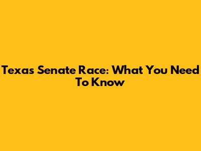 Texas Senate Race: What You Need To Know