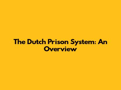 The Dutch Prison System: An Overview