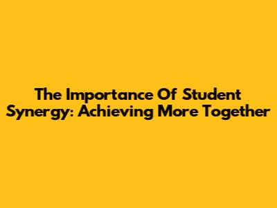 The Importance Of Student Synergy: Achieving More Together
