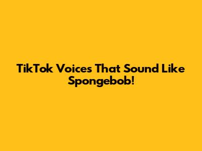 TikTok Voices That Sound Like Spongebob!