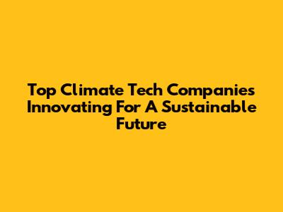Top Climate Tech Companies Innovating For A Sustainable Future