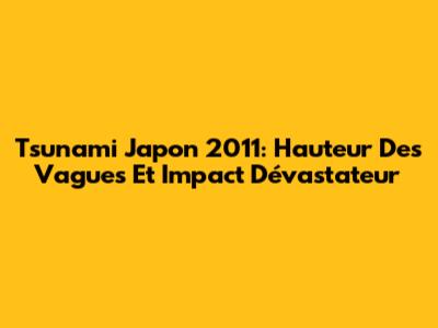 Tsunami Japon 2011: Hauteur Des Vagues Et Impact Dévastateur