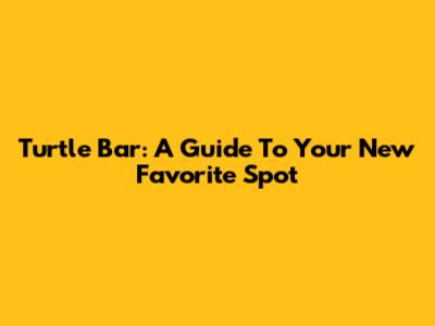Turtle Bar: A Guide To Your New Favorite Spot