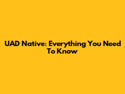 UAD Native: Everything You Need To Know