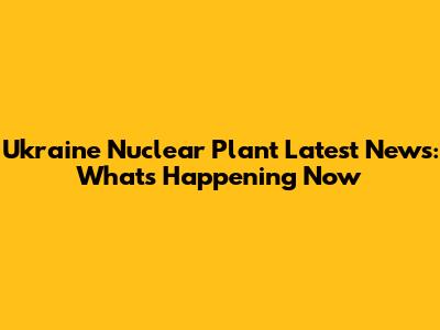 Ukraine Nuclear Plant Latest News: What's Happening Now