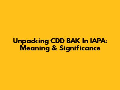 Unpacking CDD BAK In IAPA: Meaning & Significance