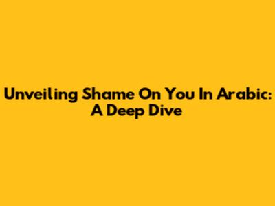 Unveiling 'Shame On You' In Arabic: A Deep Dive