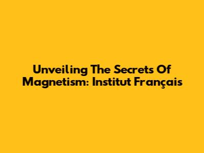 Unveiling The Secrets Of Magnetism: Institut Français