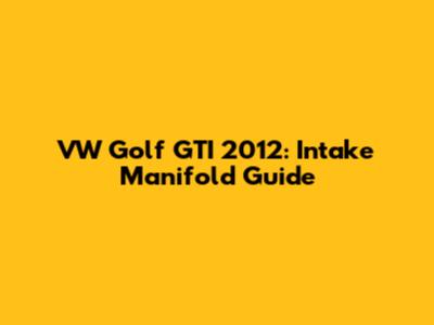 VW Golf GTI 2012: Intake Manifold Guide