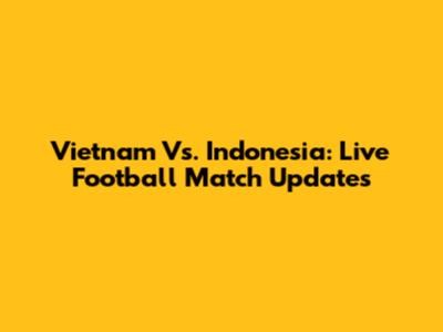Vietnam Vs. Indonesia: Live Football Match Updates