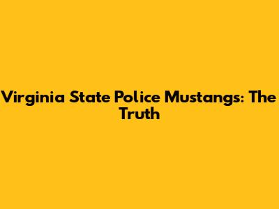Virginia State Police Mustangs: The Truth