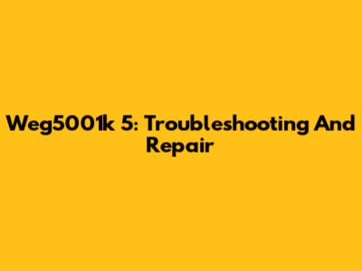 Weg5001k 5: Troubleshooting And Repair