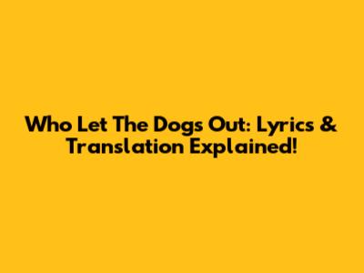 Who Let The Dogs Out: Lyrics & Translation Explained!
