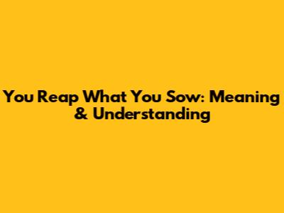 You Reap What You Sow: Meaning & Understanding