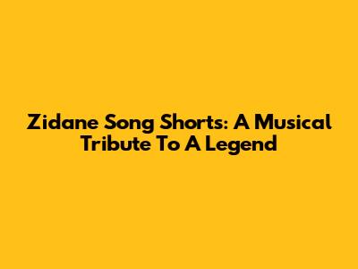 Zidane Song Shorts: A Musical Tribute To A Legend